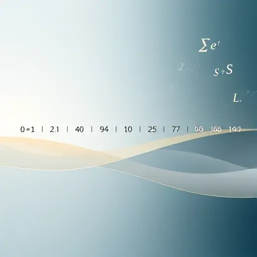 An elegant abstract illustration representing Dirichlet's theorem on primes in arithmetic progressions, featuring a gradient number line with evenly spaced points highlighting prime numbers in specific residue classes, subtle wave patterns symbolizing L-functions and analytic continuation, faint mathematical symbols like Σ, χ, and L(s,χ) integrated into the background, all in a refined, minimalist style with soft blues, golds, and whites, evoking depth and mathematical harmony