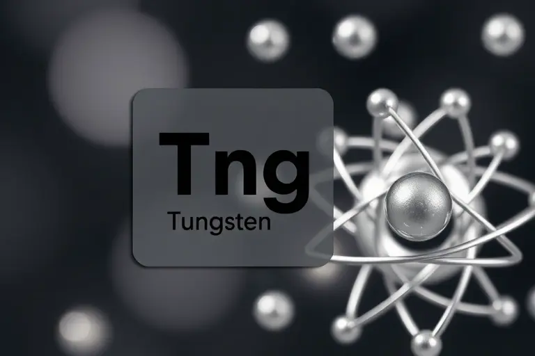 Tungsten element displayed prominently within the Periodic Table of Mendeleev, scientific and clean design, no text labels, minimalistic style, high detail, atomic structure subtly visible in background