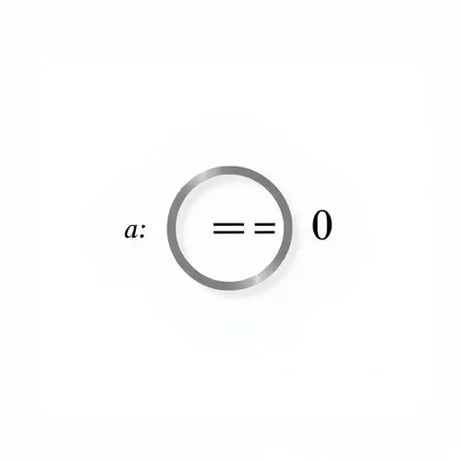 An abstract algebraic illustration representing zero divisors in a ring: two non-zero elements whose product is zero, visualized as interlocking geometric shapes (e.g., two non-overlapping circles or semi-transparent blocks) that, when combined via a symbolic operation (like a multiplication symbol between them), result in a void or null symbol (e.g., an empty set or zero glyph), set against a clean, minimalist background with subtle algebraic notation (like ring symbols R, a, b, ab=0) faintly e