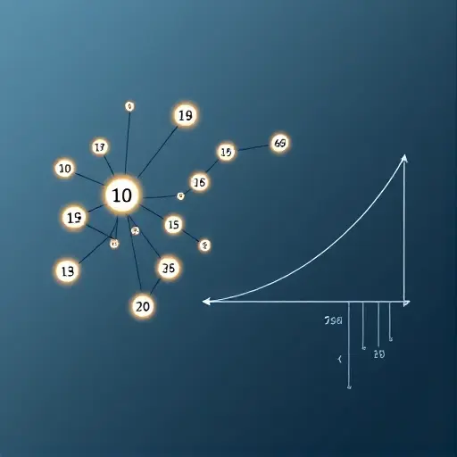 An abstract scientific illustration depicting the concept of a primality testing algorithm: a stylized flow of interconnected nodes representing numbers, with some nodes glowing to indicate prime numbers, a subtle graph curve illustrating time complexity, and a sleek computer chip or circuit pattern symbolizing computational efficiency, all rendered in a clean, modern aesthetic without any textual elements
