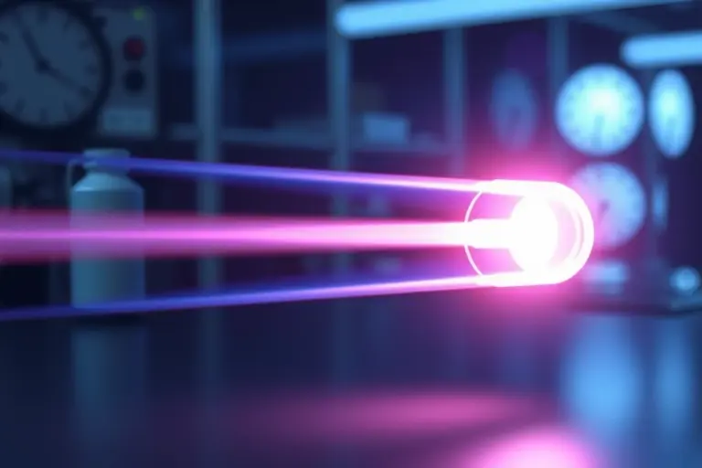 A glowing, stable light pulse (light bullet) propagating through a transparent medium, visualized as a compact, self-confined electromagnetic wave packet with smooth intensity gradients, surrounded by faint Cherenkov-like radiation rings and subtle nonlinear wavefront distortions, set against a dark laboratory background with soft blue-white luminescence, emphasizing the physical mechanism of stable pulse formation via balance of dispersion and nonlinearity, no text, no labels, no digits, no UI