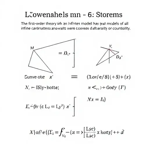 A visual representation of the Löwenheim-Skolem theorems, depicting abstract mathematical concepts such as models, cardinality, and countability. Use geometric shapes and symbolic representations to illustrate the idea that a first-order theory with an infinite model has models of all infinite cardinalities. The image should be abstract and conceptual, focusing on the relationships and structures rather than specific mathematical notations.