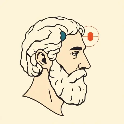 A minimalist illustration of a philosopher's head in deep thought, with abstract geometric shapes representing the concepts of classical and constructive understanding of truth. The background should be simple and neutral, focusing on the contrast between the two types of understanding.