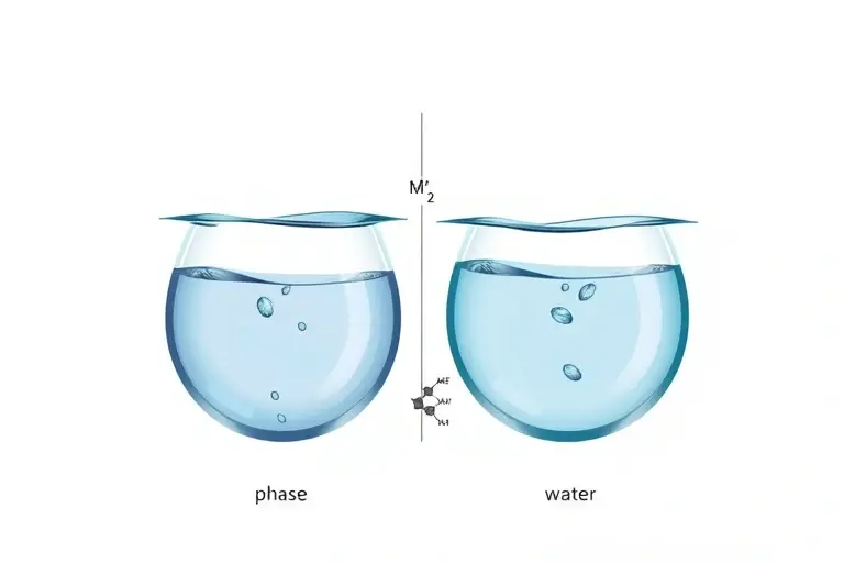 A scientific illustration showing two distinct liquid phases of water, such as droplets or layers representing different liquid states, with subtle molecular structures or diagrams indicating phase transitions, set against a clean background to emphasize the concept of dual liquid states