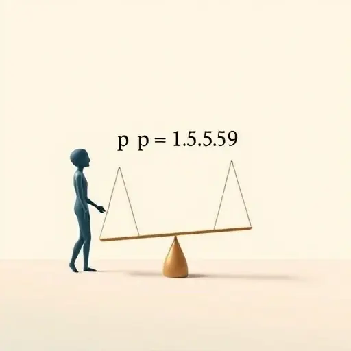 An abstract visual metaphor showing a person mistakenly interpreting a p-value as the probability that the null hypothesis is true, with a scale or balance tipping incorrectly due to confusion between data probability and hypothesis probability, surrounded by faint statistical symbols like p < 0.05 and H₀, in a minimalist, clean design with soft gradients and subtle shadows