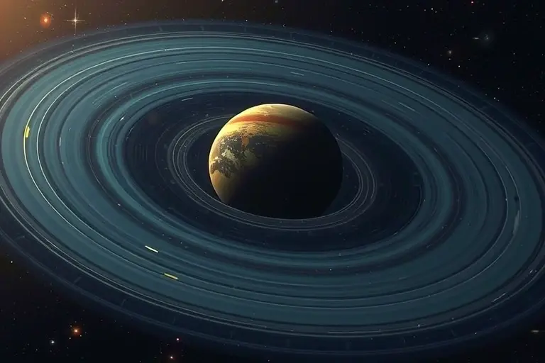 A realistic depiction of a gravitational field surrounding a massive celestial body, represented by subtle curved lines and warping space-time fabric, with stars and distant galaxies in the background, scientific and educational tone, no text or labels