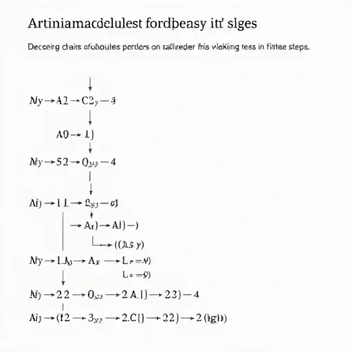 An abstract mathematical illustration representing Artinian modules with conditions on submodule chains, featuring descending chains of submodules terminating in finite steps, symbolic representations of module structures with labeled nodes and arrows indicating inclusions, and visual cues emphasizing the finiteness property characteristic of Artinian modules, all rendered in a clean, precise, technical diagram style suitable for advanced algebra