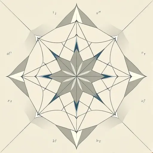 An abstract visual representation of algebraic invariants under group actions, featuring symmetrical geometric patterns transforming under rotation and reflection, with tensor-like structures and polynomial equations subtly embedded in the background, evoking mathematical elegance and invariance, in a clean, minimalist, high-quality style