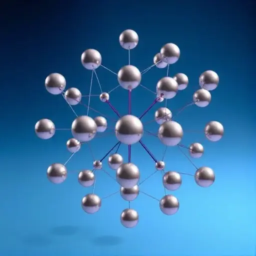 A stylized depiction of a Hamiltonian system, visualized as interconnected spheres representing particles moving within a potential field. The spheres should be dynamically arranged, suggesting motion and interaction. The background should be a gradient of cool colors, emphasizing the abstract nature of the system. Focus on conveying the concept of energy conservation and the interplay of forces.