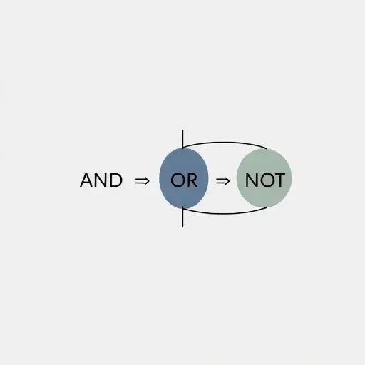 A minimalist illustration of a three-valued logic diagram showing logical operations like AND, OR, NOT within a context of uncertainty, using abstract shapes and subtle gradients to convey multi-valued reasoning without text or numbers
