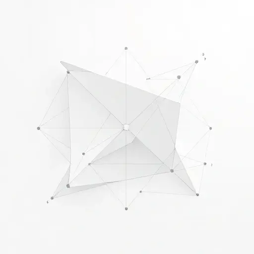 An abstract geometric composition representing Grothendieck topos theory as a new foundation of mathematics, featuring interconnected categorical diagrams, sheaf-like structures, and topological spaces rendered in a minimalist, high-precision style with soft gradients and clean lines, evoking deep mathematical insight and unity of logic and geometry