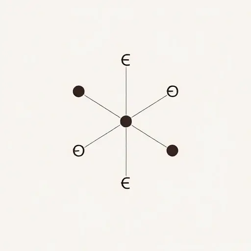 An abstract visual representation of relevant logic as an alternative approach to classical implication, featuring interconnected logical symbols (like → and ∧) forming a network of meaningful connections, with subtle emphasis on contextual relevance and dependency, rendered in a clean, minimalist style with soft gradients and geometric harmony, no text or labels
