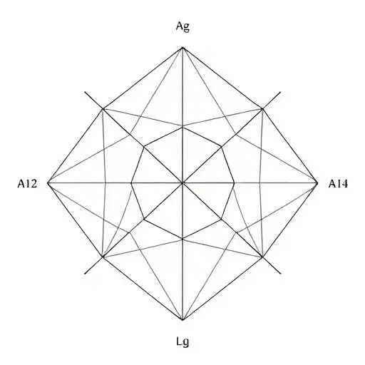 A geometric representation of simple Lie algebras over fields of different characteristics, illustrating the preserved structure of classical types in Chevalley algebras, with abstract symmetry patterns, clean lines, and mathematical elegance, no text or numbers