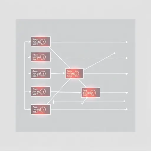 An abstract representation of module theory, showing interconnected submodule chains with conditional constraints visualized as glowing logical gates or filters along the chains, set in a minimalist, high-detail technical diagram style with clean lines, subtle gradients, and symbolic mathematical notation implied through geometric forms — no text, letters, or digits present