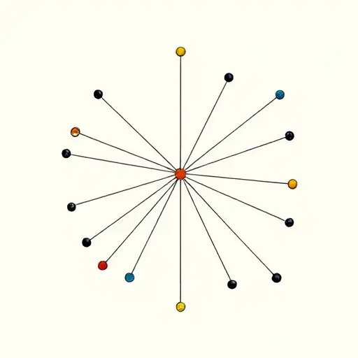 An abstract illustration representing the concept of the Axiom of Choice in mathematical analysis. The image should depict a series of interconnected choices or paths, symbolized by branching lines or arrows, leading to different outcomes. The overall composition should convey the idea of selection and decision-making in a mathematical context, with a focus on the interconnectedness and complexity of the choices.
