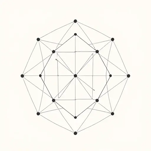 An abstract illustration representing the concept of isomorphism in finite groups. The image should depict interconnected geometric shapes and patterns that symbolize the structural equivalence between different group representations. Use a minimalist and precise style to convey the mathematical relationships, with a focus on symmetry and balance.