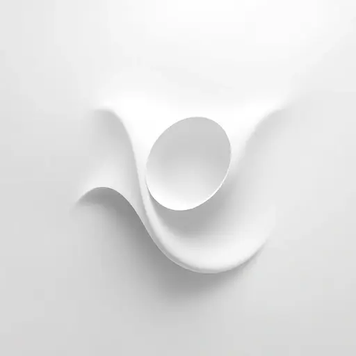 A minimalist abstract representation of a theoretical manifold, featuring smooth flowing curves and geometric shapes that suggest higher-dimensional space, rendered in a clean, high-quality style with subtle gradients and no text or symbols