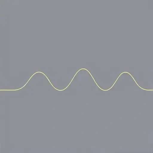 A visual representation of the D'Alembert's solution to the wave equation. Depict a wave propagating through space, showing its shape and amplitude changing over time. Include a clear visual indication of the wave's crests and troughs. The background should be a simple gradient, suggesting space or a field.