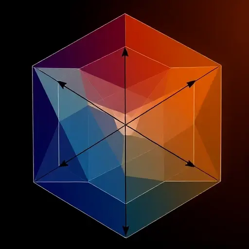 Abstract representation of a multi-dimensional space with arrows indicating infinitesimal changes. Focus on the concept of the derivative and the Fréchet derivative. Use geometric shapes and color gradients to represent the space and the change.