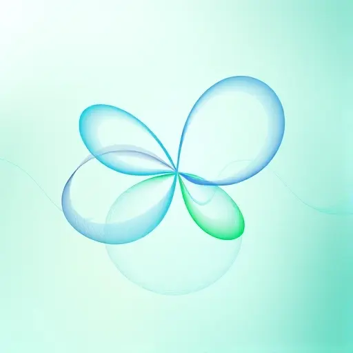 Abstract visualization of the Lorenz attractor. Depict three intertwined, butterfly-shaped lines in shades of blue and green, representing the chaotic system. The lines should gracefully curve and overlap, illustrating the sensitive dependence on initial conditions. A subtle gradient background suggesting a dynamic, evolving space. Focus on the visual representation of the attractor's complex structure and flow.