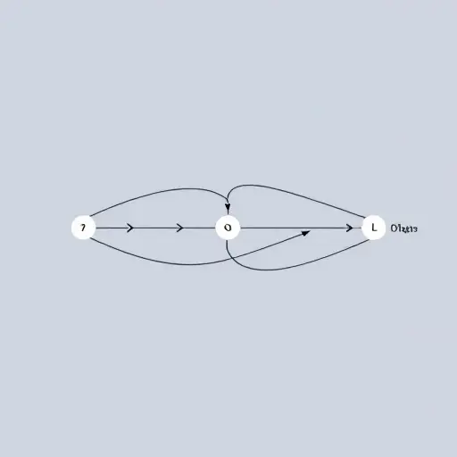 An abstract mathematical illustration representing the Hopkins-Levitzki theorem: a chain of submodules with conditions, interconnected nodes symbolizing Artinian and Noetherian properties, flowing arrows indicating chain conditions, minimalist geometric shapes in soft gradients, symbolic algebra motifs, no text or labels, clean modern academic style