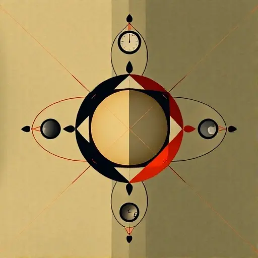 A visual representation of the logical relationship between Gödel's incompleteness theorems and the completeness theorem, depicted through abstract geometric shapes and symbols. The image should convey the idea of a paradox or tension between these concepts, using contrasting colors and forms to highlight the apparent contradiction. The composition should be balanced and symmetrical, emphasizing the logical structure of the theorems.