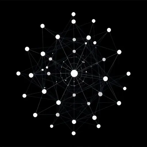 A geometric illustration showing a network of interconnected nodes and edges representing connectivity, with a clear visual metaphor for principal component decomposition, using abstract shapes and lines to convey mathematical concepts without any text or numbers