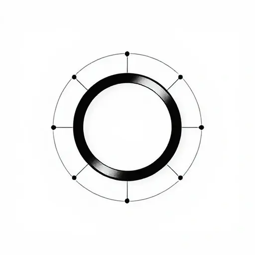 A minimalist abstract representation of a Lie algebra ring with subtle visual cues for antisymmetry and identity properties, using clean geometric shapes and monochrome palette, no text or symbols