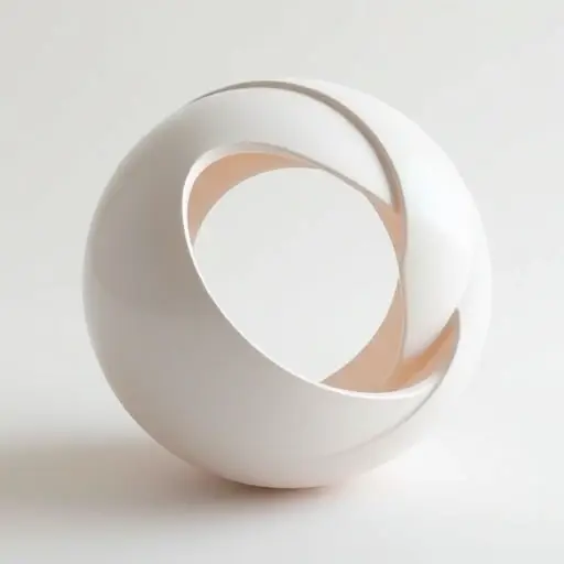 A smooth homotopy transformation of a sphere being turned inside out, visualized as a continuous deformation with flowing surfaces, intermediate stages showing self-intersections and topological changes, rendered in a clean, minimalist 3D style with soft lighting and subtle gradients, emphasizing the mathematical elegance of sphere eversion without any text, labels, or symbols