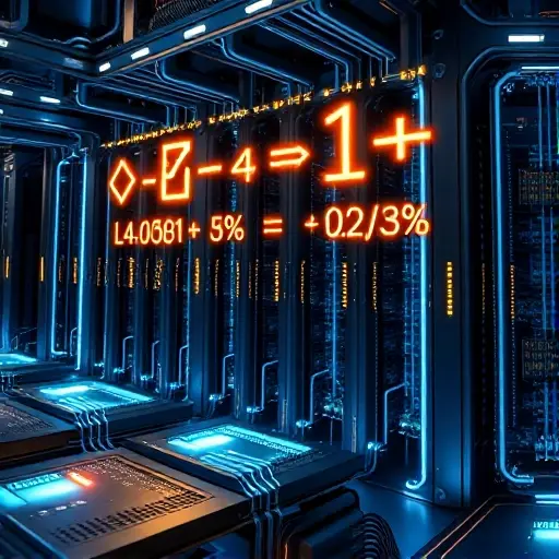 A futuristic high-performance computing cluster with interconnected processors, glowing data streams forming Chinese remainder theorem equations in mid-air, abstract mathematical symbols of modular arithmetic and parallel computation, sleek metallic surfaces with cyan and gold accents, representing optimization of HPC algorithms using CRT, digital and technical aesthetic