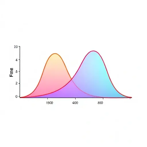A visually appealing representation of Bell-Vald inequality in sequential statistical analysis. Depict two intertwined probability distributions, one slightly ahead of the other, visually demonstrating the inequality. Use color gradients to represent probability density. The background should be a clean, modern design with subtle geometric patterns. Focus on conveying the concept of sequential comparison and the limitations imposed by the inequality.