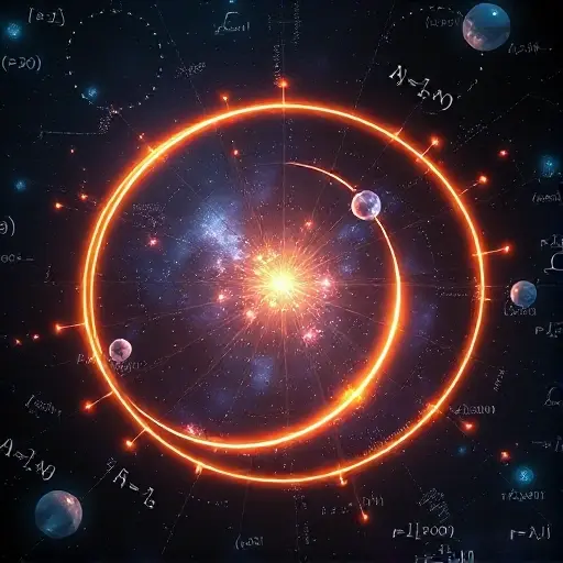 An abstract mathematical visualization of an elliptic curve represented as a glowing, elegant continuous loop in a multi-dimensional space. The curve is surrounded by floating geometric structures, complex algebraic grids, and shimmering points of light representing rational points. The background is a deep cosmic void with subtle mathematical formulas integrated into the nebula-like textures, symbolizing the deep connection between algebra and number theory. Cinematic lighting, high detail, eth