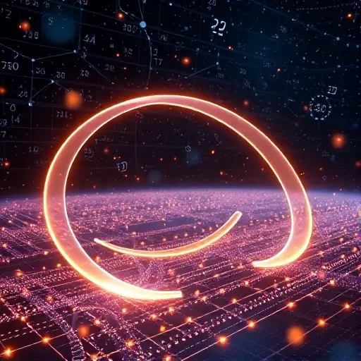 An abstract and sophisticated visualization of mathematical concepts, featuring glowing 3D elliptic curves weaving through a complex grid of numerical fields. The scene should include translucent geometric structures, floating mathematical symbols of calculus and algebra, and a deep cosmic background with shimmering data points and interconnected nodes, symbolizing theoretical foundations and modern scientific discovery. Cinematic lighting, high detail, ethereal atmosphere.