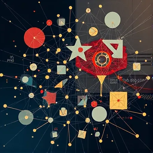 An abstract illustration representing the concept of ultra-powers and non-standard analysis in the context of Peano arithmetic. The image should depict a complex, interconnected network of mathematical symbols and structures, with a focus on the interplay between standard and non-standard elements. Use geometric shapes and lines to convey the relationships and transformations involved in the theory. The overall composition should evoke a sense of depth and complexity, reflecting the intricate na