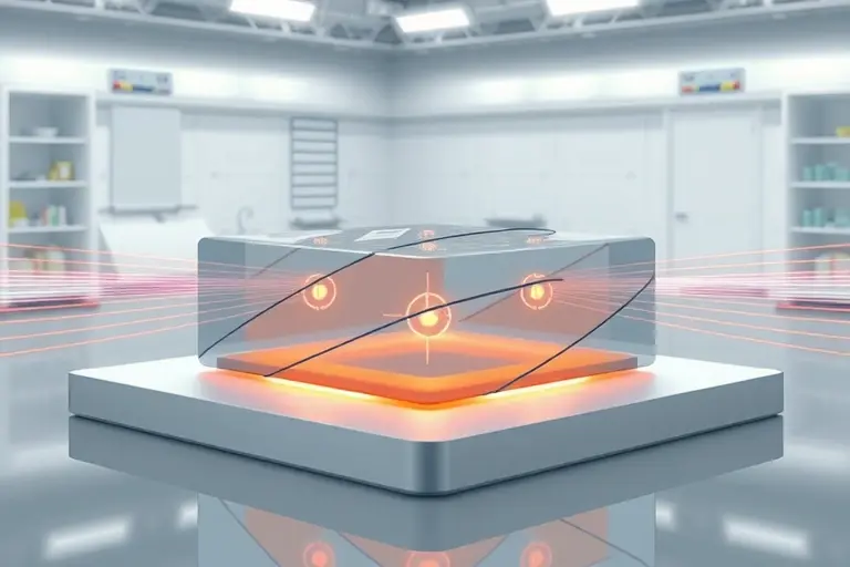A scientific illustration showing coexistence of magnetism and superconductivity in gallium, with magnetic field lines parallel to the surface, preserving superconducting properties, clean laboratory setting, abstract representation of electron pairing and magnetic domains, no text or labels