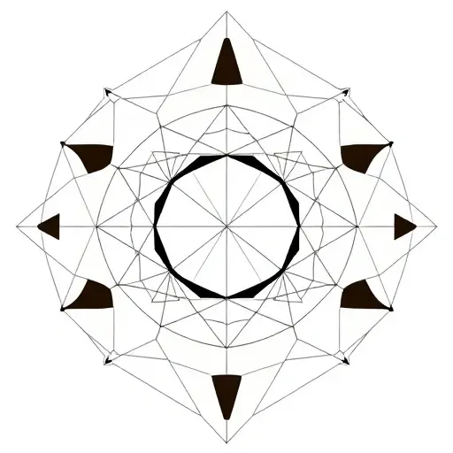 An abstract geometric representation of non-commutative rings with Artinian conditions, showcasing the structural asymmetry between left and right ideals. Use geometric shapes and patterns to illustrate the complex relationships and differences in symmetry. The image should be visually intricate yet mathematically precise, with a focus on the interplay between different elements.