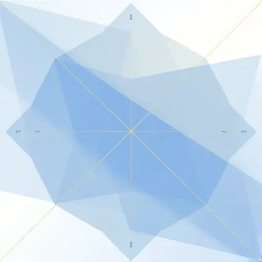 An abstract geometric composition representing the theoretical foundations of projective planes based on t, featuring invariant points and lines under automorphism groups, with symmetrical arrangements of conic sections, harmonic divisions, and projective transformations visualized through overlapping translucent planes in soft gradients of blue and gold, suggesting algebraic structure and symmetry without any text, symbols, or numerals