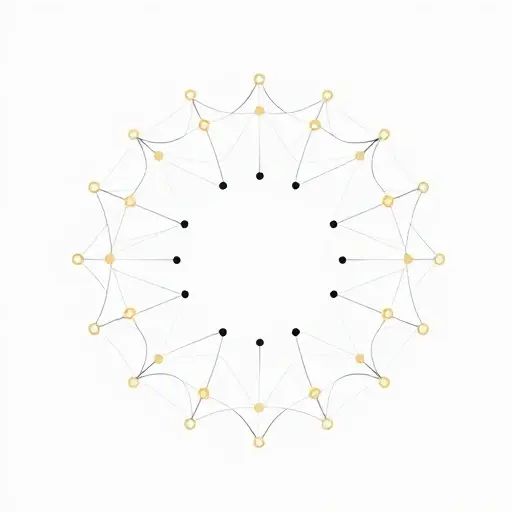 An abstract visual representation of modular arithmetic in cryptography, featuring interconnected nodes forming a circular pattern symbolizing a modulus, with evenly distributed points around the circle representing uniform value distribution, subtle glowing connections indicating cryptographic operations, minimalist design with soft gradients and geometric precision, no text or labels