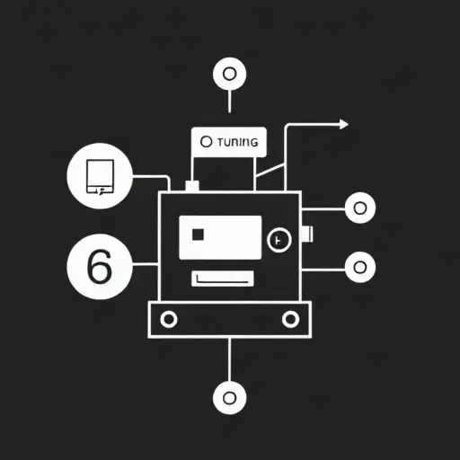 A minimalist black-and-white schematic illustration of a Turing machine with a simple tape and head, surrounded by abstract symbols representing computation steps, clean lines and geometric shapes, no text or numbers visible