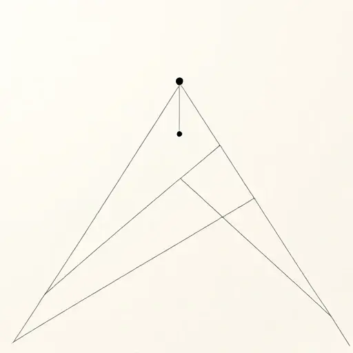 A minimalist abstract representation of the concept of mathematical theorems, with geometric shapes and lines symbolizing logical structures and relationships. The image should convey a sense of ascending complexity and depth, reflecting the 'ascending' nature of the Löwenheim-Skolem theorem.