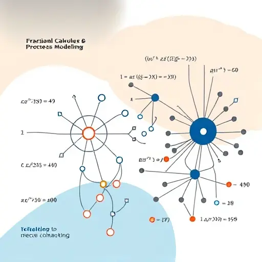 A stylized illustration depicting the concepts of fractional calculus and process modeling. The image should visually represent the flow of information and memory, perhaps using interconnected nodes and pathways. Include abstract representations of diffusion and non-local interactions. The overall aesthetic should be clean and modern, conveying complexity in a simplified manner. Focus on visual metaphors rather than literal depictions of equations or formulas.