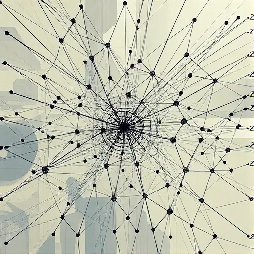 An abstract illustration representing the essence of Rice's Theorem in computational theory. The image should depict a complex network of interconnected nodes and pathways, symbolizing the undecidability of non-trivial properties of programs. Use geometric shapes and lines to convey the formal and mathematical nature of the theorem. The overall composition should evoke a sense of depth and complexity, reflecting the intricate relationships and implications of the theorem.