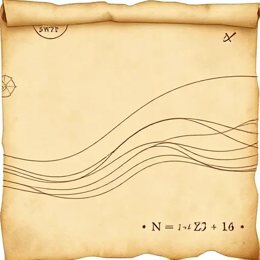 A historical illustration of Isaac Newton's fluxions method, showing flowing lines representing infinitesimal changes, with a parchment background and subtle calculus symbols, rendered in a smallHQ style
