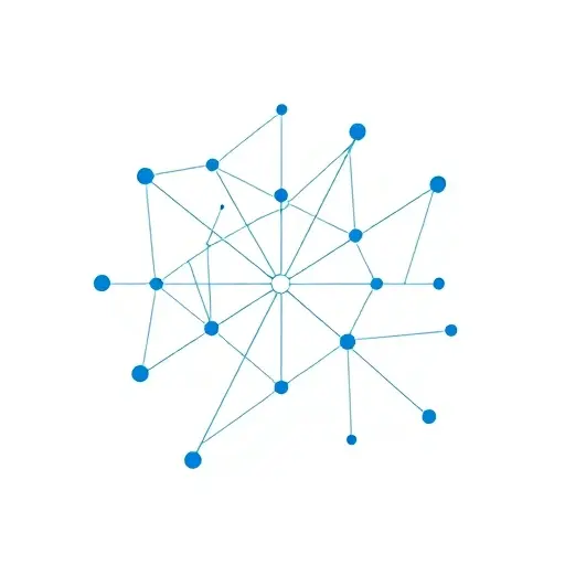 An abstract illustration representing the concept of group theory analysis in solving algebraic equations. The image should depict geometric shapes and patterns that symbolize mathematical structures, such as interconnected nodes and lines forming a network. The color scheme should be minimalistic with a focus on clarity and precision, using shades of blue and white to convey a sense of logic and order.
