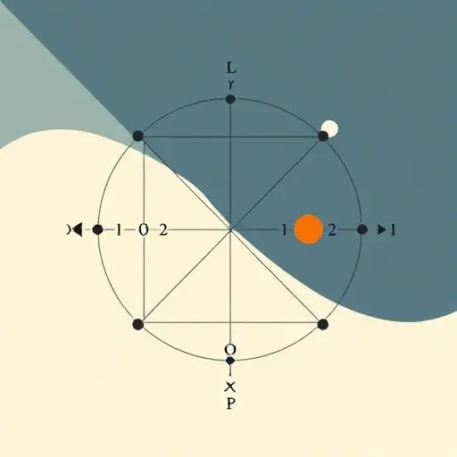 An abstract illustration representing the Skolem-Noether theorem in algebra. The image should depict geometric shapes and mathematical symbols such as matrices, rings, and fields, arranged in a harmonious and balanced composition. Use a color palette that conveys precision and clarity, with clean lines and a minimalist aesthetic.