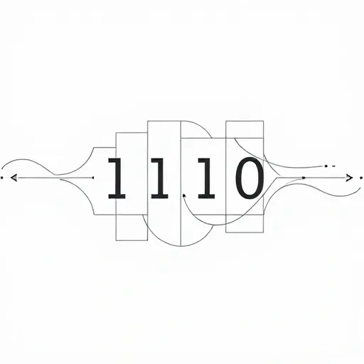 A minimalist abstract representation of a three-digit logic diagram intertwined with flowing lines symbolizing incompleteness, featuring subtle geometric shapes and faint circuitry patterns, all rendered in a clean, modern aesthetic