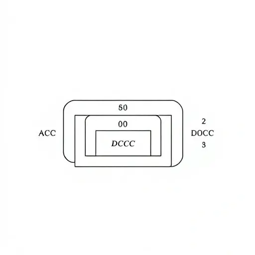 An abstract mathematical illustration representing module theory concepts: a chain of submodules depicted as nested geometric shapes (like concentric circles or stacked rectangles) with symbolic labels indicating ACC (Ascending Chain Condition) and DCC (Descending Chain Condition), set against a clean, minimalist background with subtle algebraic notation (e.g., module inclusions, length indicators) in a modern, precise technical style