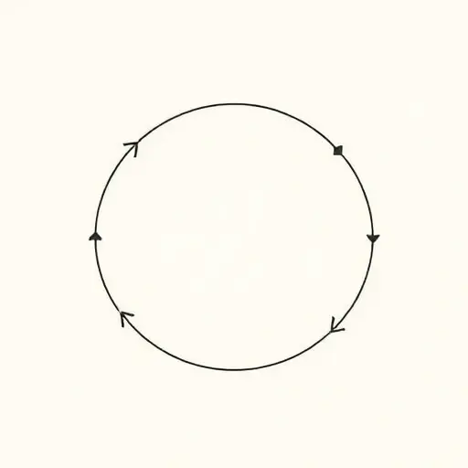 A minimalist illustration of a Markov chain diagram with arrows forming a loop, representing normal algorithms, clean lines, abstract mathematical symbols, no text or numbers, subtle shading, smallHQ style