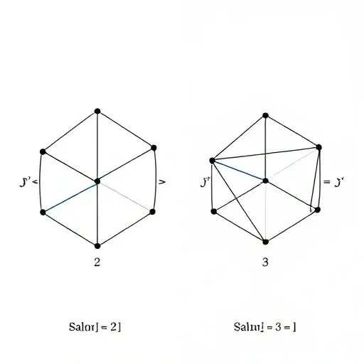 An abstract illustration representing the comparison of Galois fields with characteristics 2 and 3. The image should depict two distinct geometric structures, one for each characteristic, with visual elements symbolizing multiplication and modular reduction operations. Use a minimalist and precise style to convey the mathematical concepts without any text or labels.