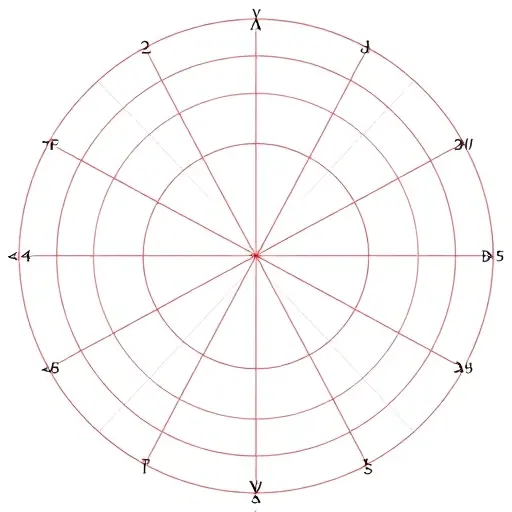 A Poincaré disk model in hyperbolic geometry, showing conformal properties with intersecting geodesics as circular arcs perpendicular to the boundary, illustrating the axiom of parallelism with multiple non-intersecting lines through a point outside a given line, all within a circular boundary, no text or numbers
